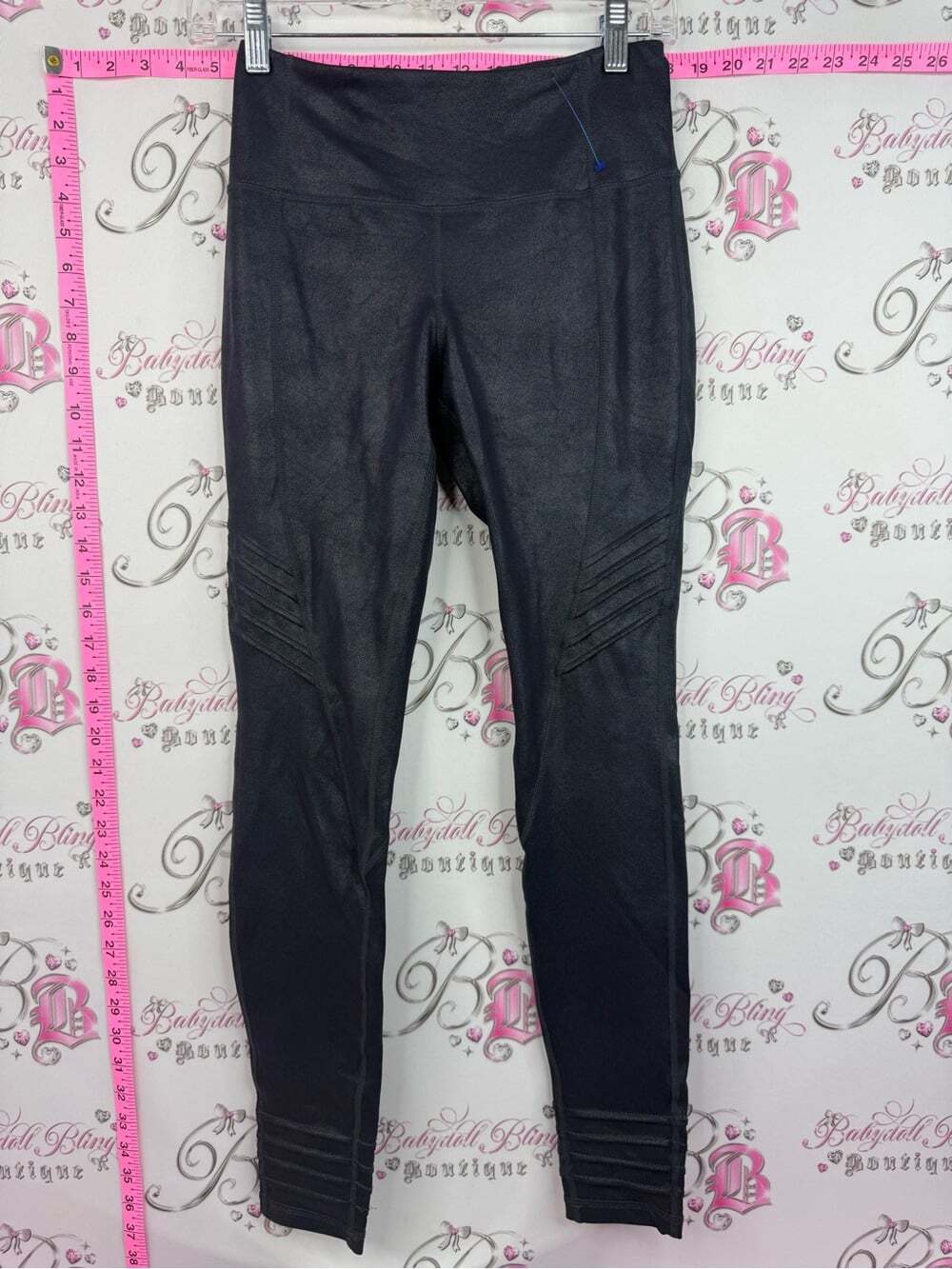Diadora leggings tights shiny style Black Moto-Style Jeggings